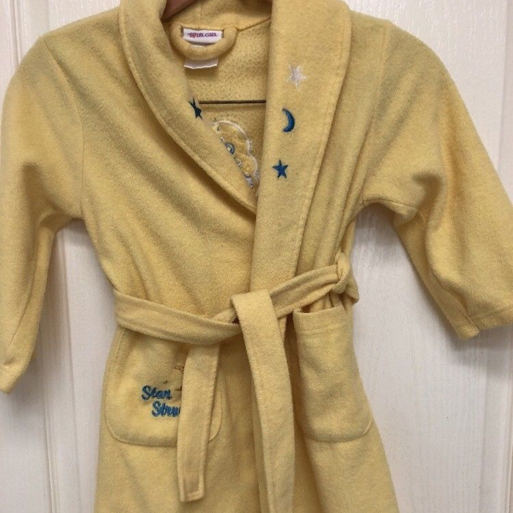 Total Girl Fleece Robe Yellow "Star Struck" xs 4/5